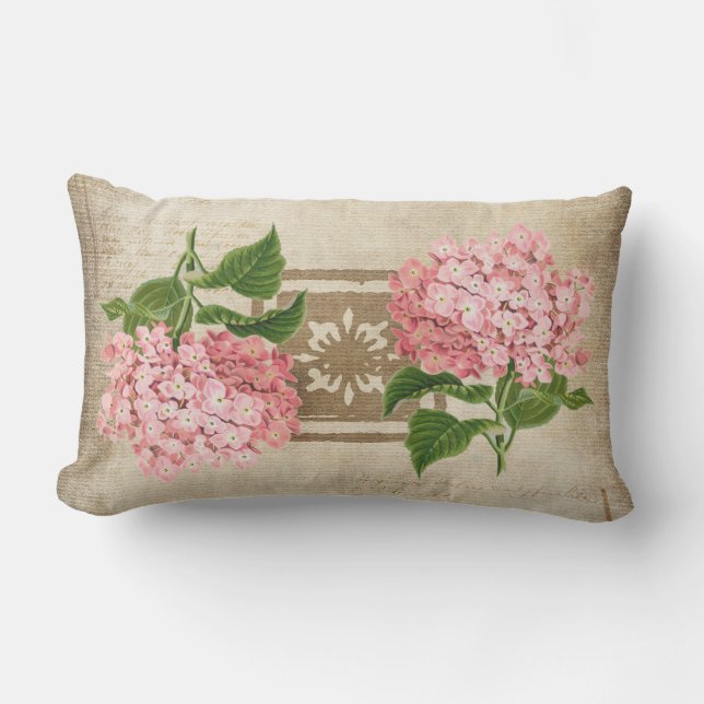 Pink Hydrangea Clusters Patio Lumbar Cushion (Front)