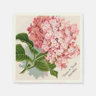 Pink Hydrangea Custom Wedding Napkins