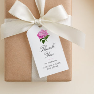 Pink Hydrangea Elegant Baby Shower Thank You Gift Tags