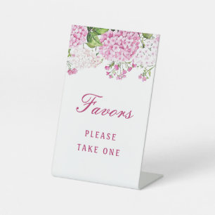 Pink Hydrangea Favours Pedestal Sign