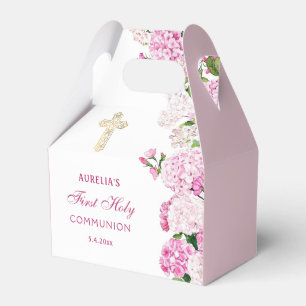 Pink Hydrangea First Communion Gable Favour Box