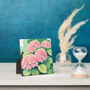 Pink Hydrangea Floral Art Painting Plaque