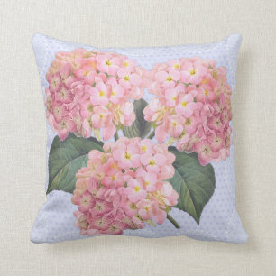 Pink hydrangea floral pillow