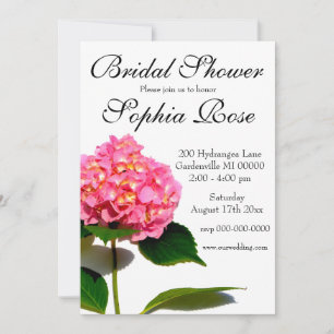 Pink Hydrangea floral pink flower Bridal shower Invitation