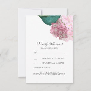 Pink Hydrangea Floral Wedding RSVP Cards