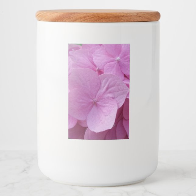 Pink Hydrangea Flower Food Container Label (Front)