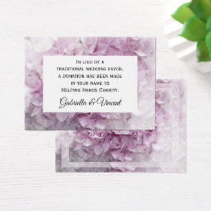 Pink Hydrangea Flower Wedding Charity Favour Card