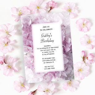 Pink Hydrangea Flowers Birthday Party Invitation