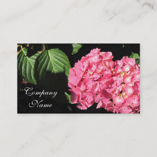 Pink Hydrangea flowers Business Card (Front)