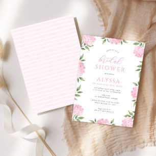 Pink Hydrangea Frame Bridal Shower Invitation