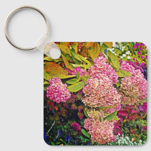PINK HYDRANGEA GARDEN / return to owner if found Key Ring