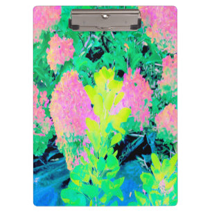 Pink Hydrangea Garden with Yellow Foliage Clipboard