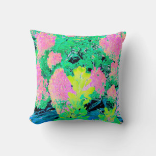 Pink Hydrangea Garden with Yellow Foliage Cushion