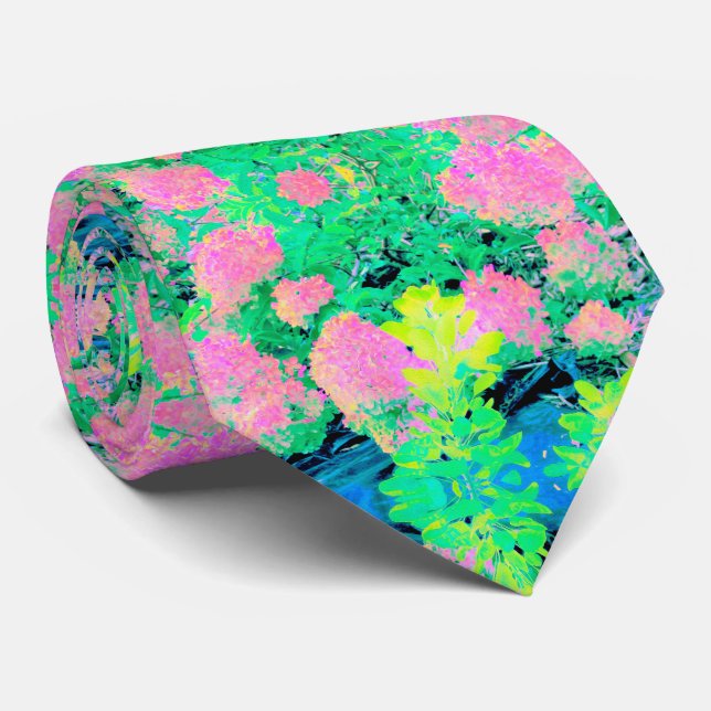 Pink Hydrangea Garden with Yellow Foliage Tie (Rolled)