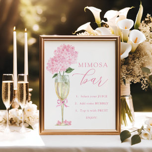 Pink Hydrangea, Gold Mimosa Bar Shower Poster