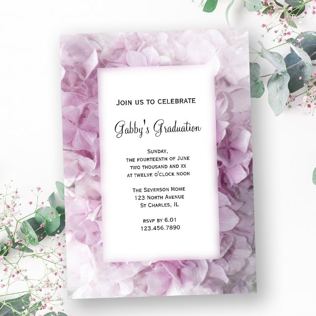Pink Hydrangea Graduation Party Invitation (Creator Uploaded)