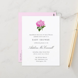 Pink Hydrangea Grandmillennial Baby Shower Postcard