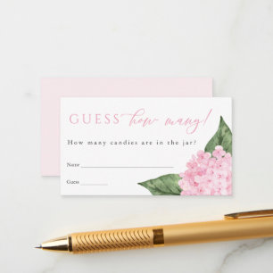 Pink Hydrangea Guess How Many Shower Game Card