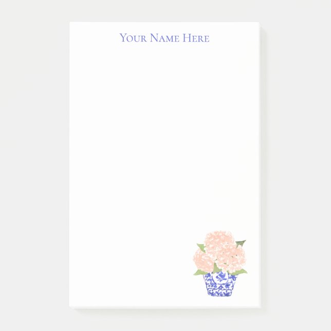 Pink Hydrangea in Chinoiserie Planer Post-It Note  (Front)