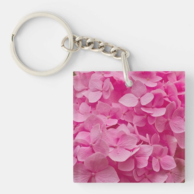 Pink Hydrangea Key Ring (Front)