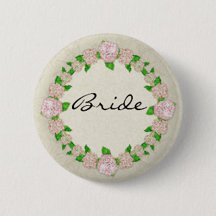 Pink Hydrangea Lace Floral Formal Elegant Weddings 6 Cm Round Badge