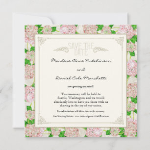 Pink Hydrangea Lace Floral Formal Elegant Weddings Invitation