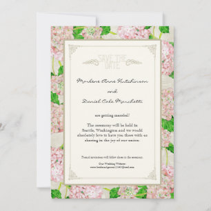 Pink Hydrangea Lace Floral Formal Elegant Weddings Save The Date