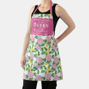 Pink Hydrangea Lemons Citrus Queen of the Kitchen Apron