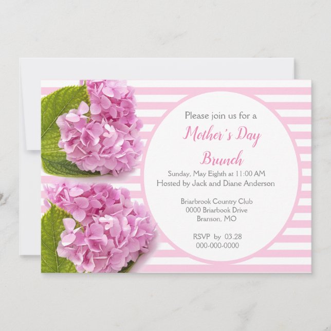 Pink Hydrangea Mother's Day Brunch Invitation (Front)