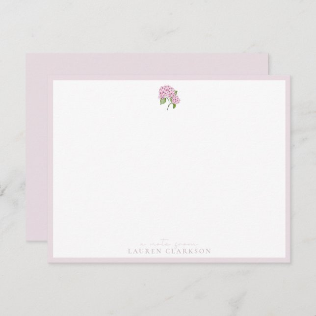Pink Hydrangea Note Card (Front/Back)