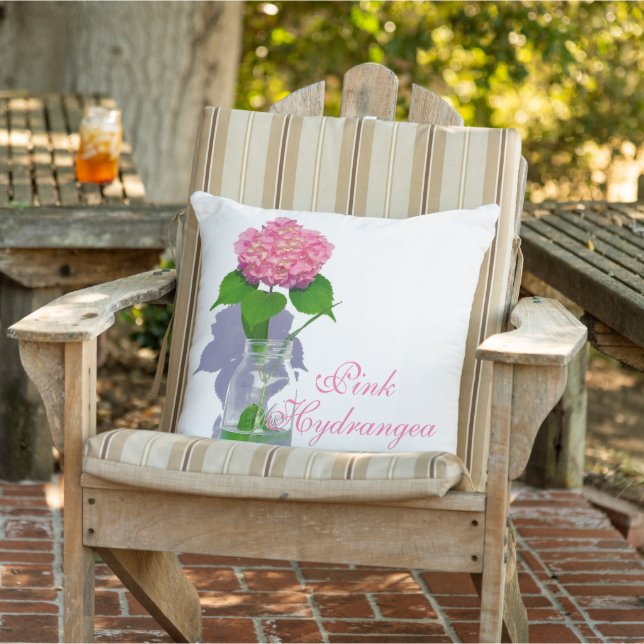 Pink hydrangea pink floral pink flower cushion (Chair)