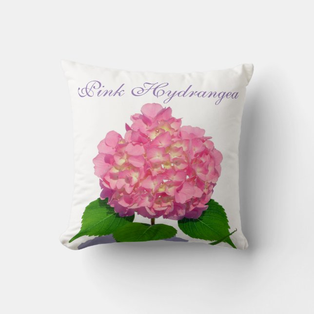 Pink hydrangea pink floral pink flower cushion (Front)