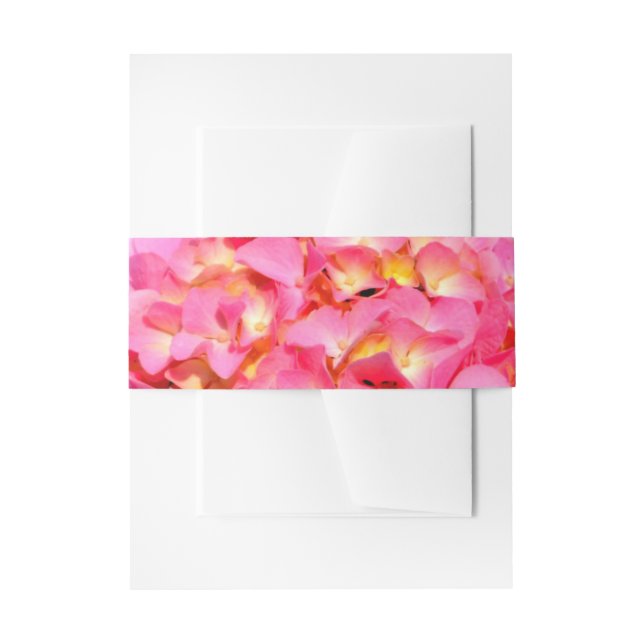 Pink Hydrangea pink floral pink flower Invitation Belly Band (Front Example)