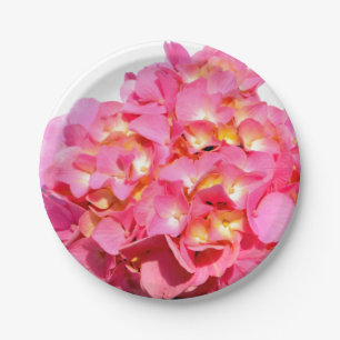 Pink Hydrangea pink floral pink flower Paper Plate