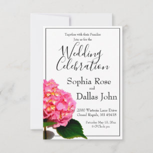 Pink Hydrangea pink floral pink flower Wedding Invitation
