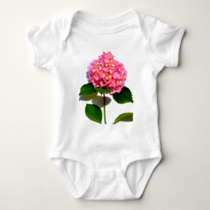 Pink hydrangea pink flower pink floral baby bodysuit