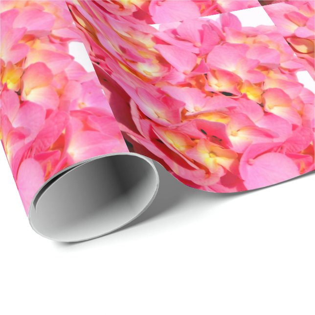 Pink hydrangea pink flower pink floral wrapping paper (Roll Corner)