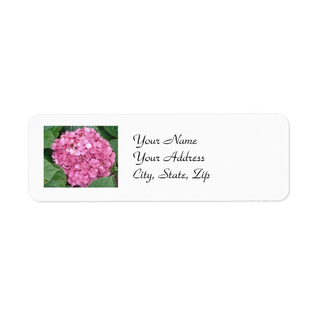 Pink Hydrangea Return Address Label (Front)
