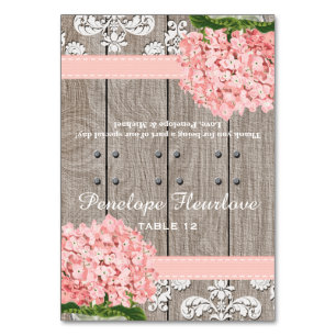 Pink Hydrangea Ribbon DIY Tent Place Card
