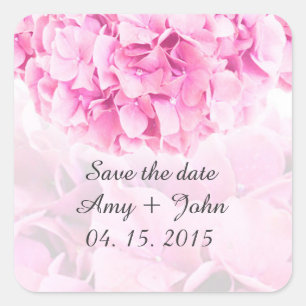 Pink hydrangea save the date stickers hydrangea1
