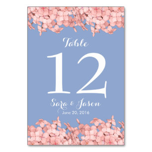 Pink Hydrangea, Serenity Blue Table Number