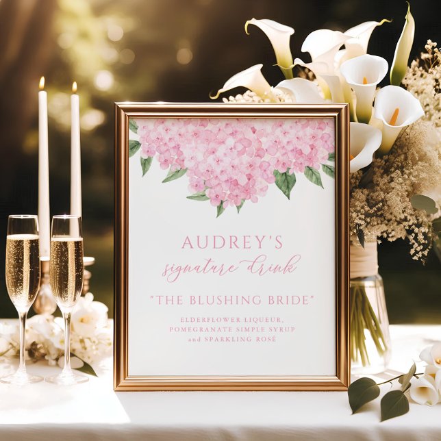 Pink Hydrangea Signature Drink Bar Sign (Creator Uploaded)