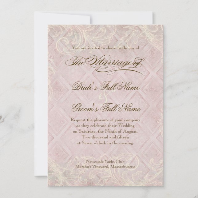 Pink Hydrangea Swirl - Wedding Invitation (Front)