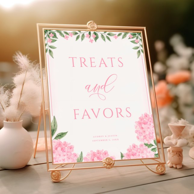 Pink Hydrangea Treats and Favours Wedding Poster (Creator Uploaded)