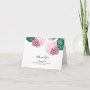 Pink Hydrangea Vintage Floral Wedding Thank You Card