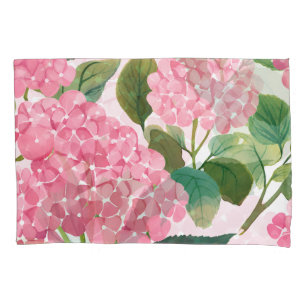 Pink Hydrangea Watercolor Floral Coastal Pillowcase