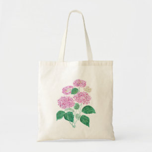 pink hydrangea watercolor tote bag