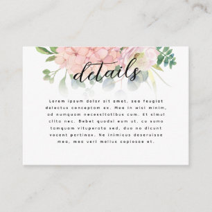 Pink Hydrangea Wedding Enclosure Card