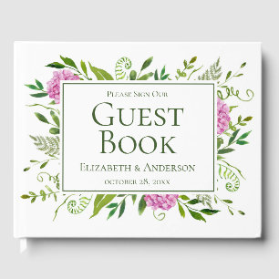 Pink Hydrangea Wedding Guest Book