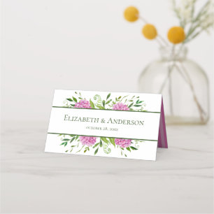 Pink Hydrangea Wedding Place Card